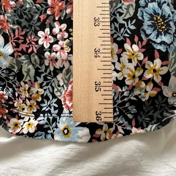 Loft Plus Womens Floral Print Short Smocked Ruffle Sleeve Dress Size 14 Boho - Picture 7 of 7